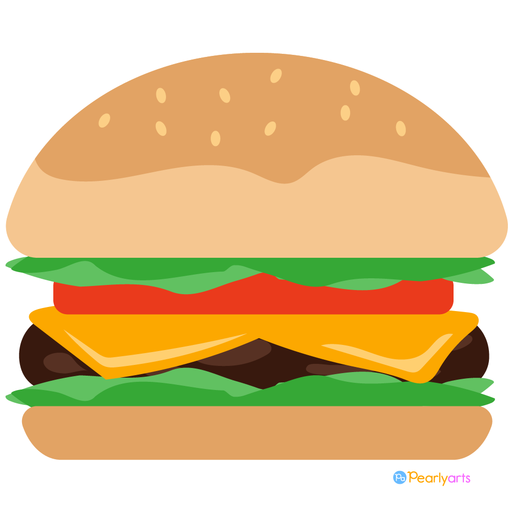 FREE Hamburger Clipart WM | Pearly Arts | Royalty-free, 1000 by 1000, PNG, transparent background