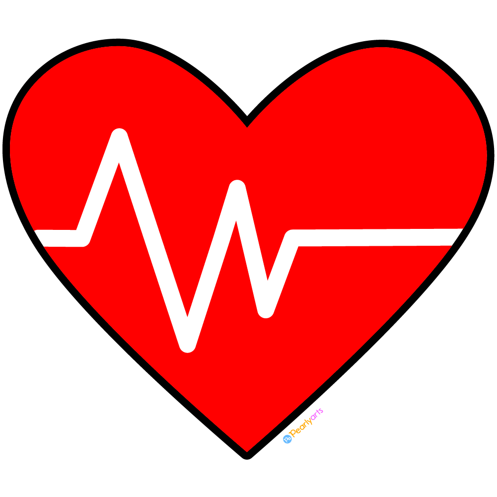 FREE Heart Lifeline Clipart with outline WM | Pearly Arts | Royalty-free, 1000 by 1000, PNG, transparent background