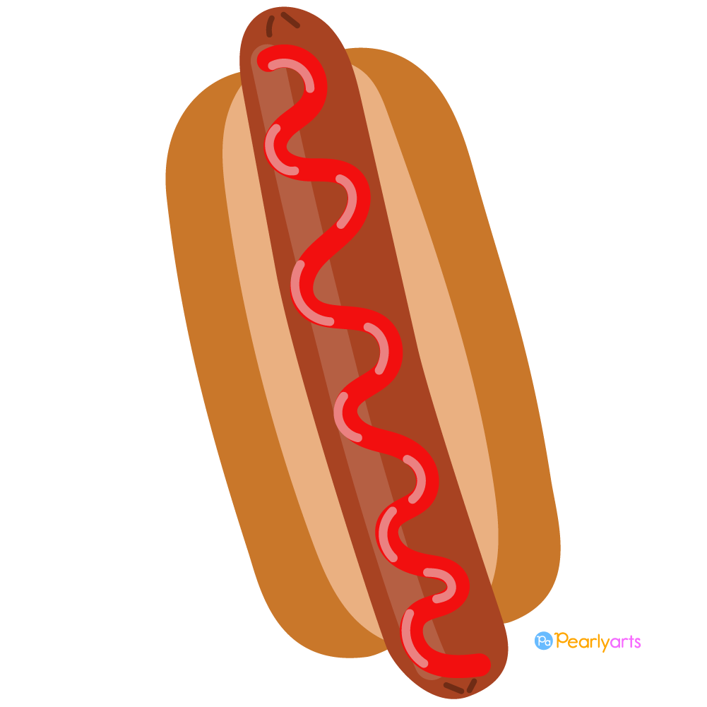 FREE Hot dog Clipart WM | Pearly Arts | Royalty-free, 1000 by 1000, PNG, transparent background