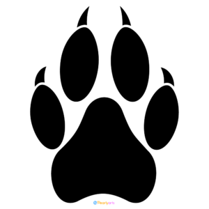 FREE Wolf Paw Print Clipart Black WM | Pearly Arts | Royalty-free, 1000 by 1000, PNG, transparent background