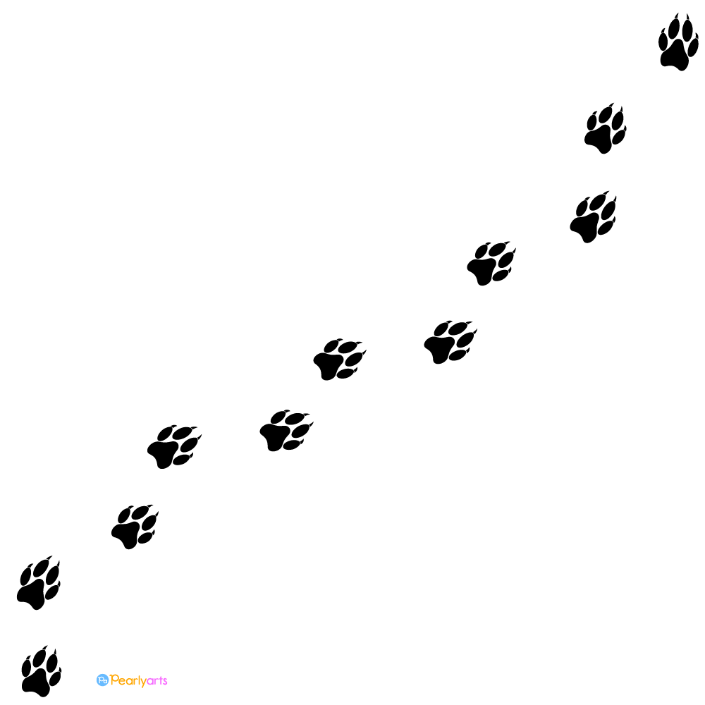 Wolf Paw Prints Clipart Black WM | Pearly Arts | Royalty-free, 1000 by 1000, PNG, transparent background