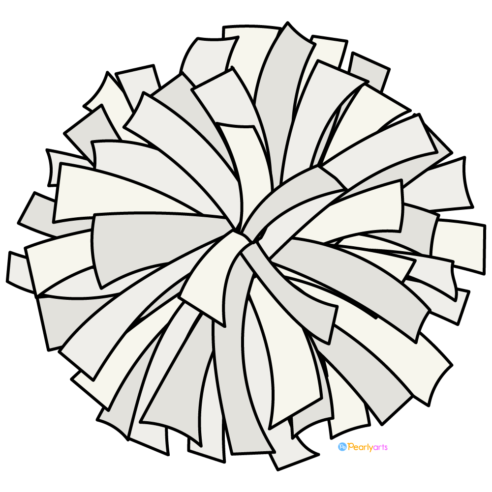 FREE White Cheer Pom Pom Clipart with outline WM | Pearly Arts