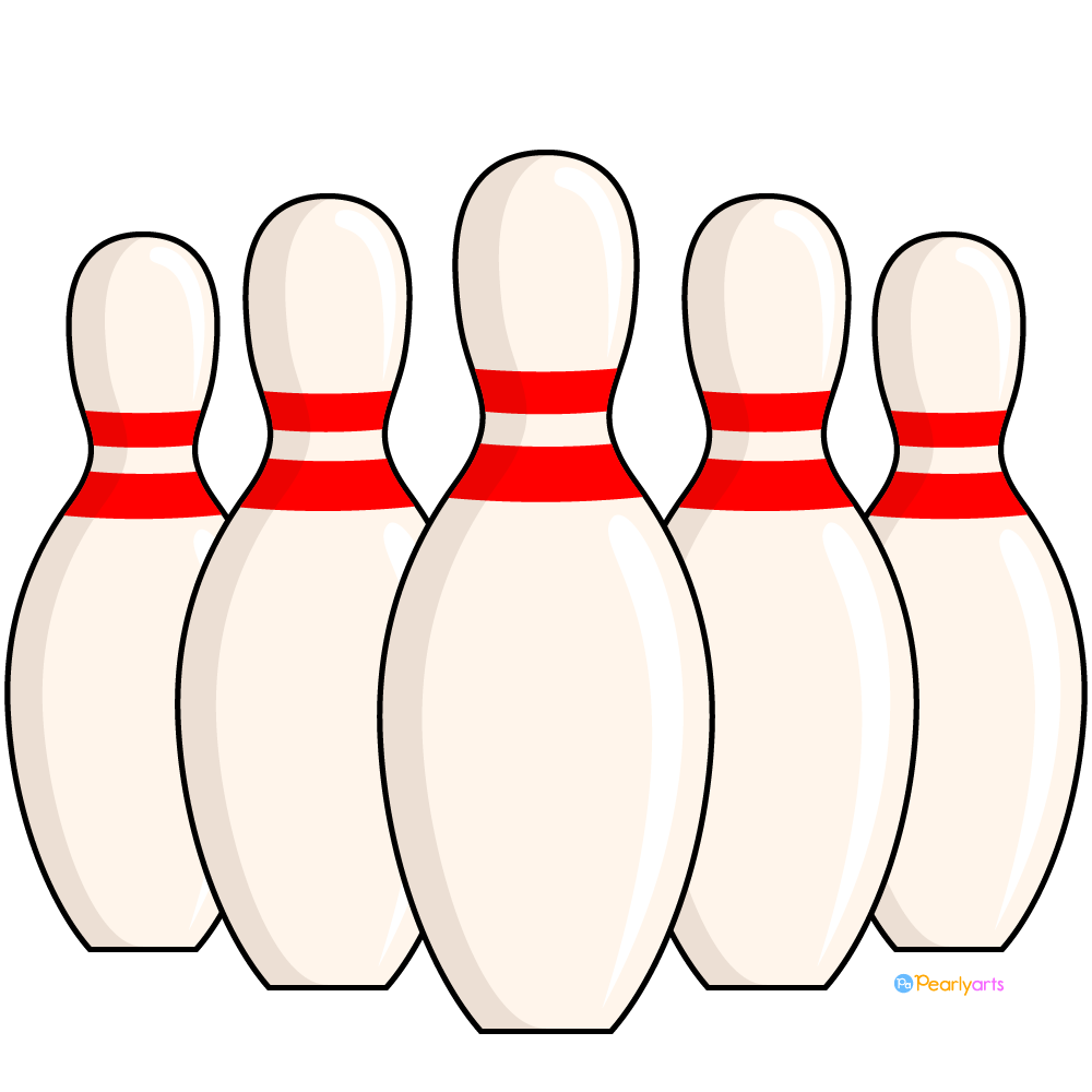Bowling Pins Clipart with outline WM | Pearly Arts