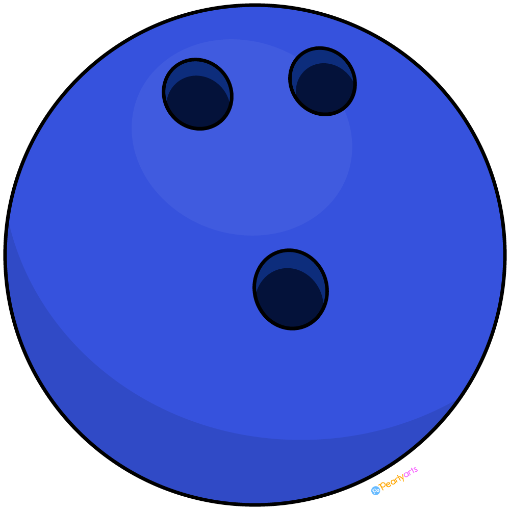 FREE Blue Bowling Ball Clipart with outline WM | Pearly Arts