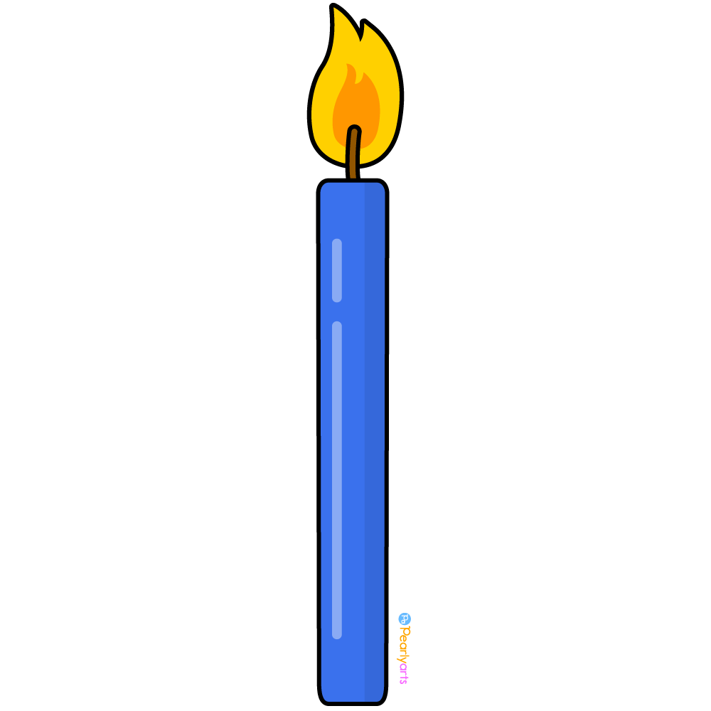 FREE Blue Candle Clipart with outline WM | Pearly Arts