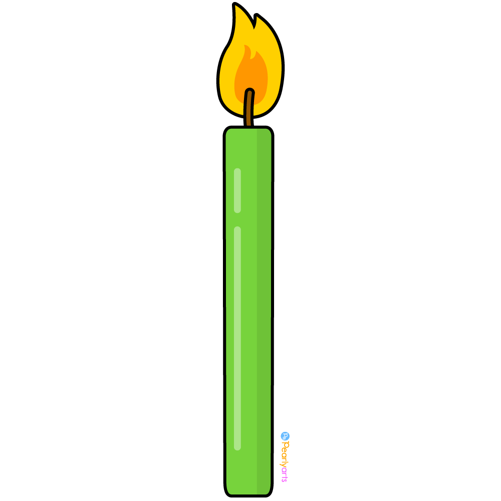 FREE Green Candle Clipart with outline WM | Pearly Arts