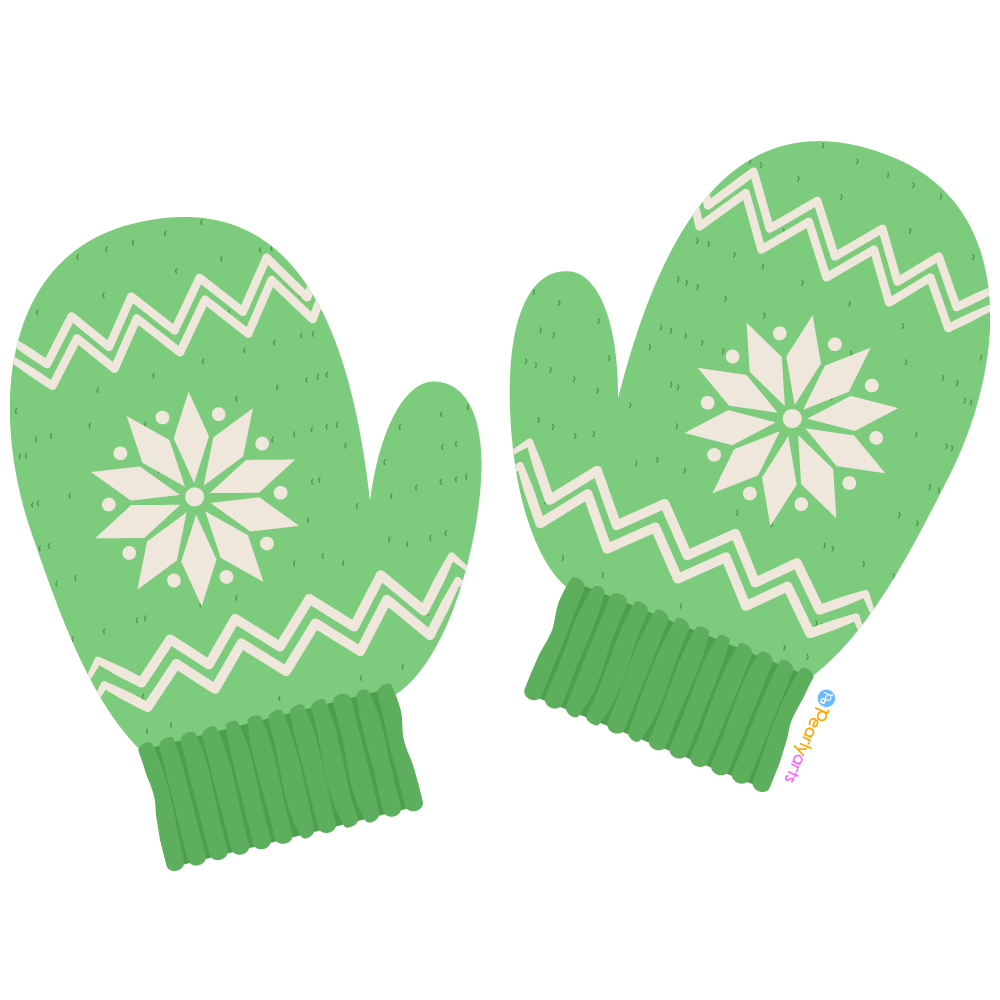 FREE Green Mittens Clipart WM | Pearly Arts