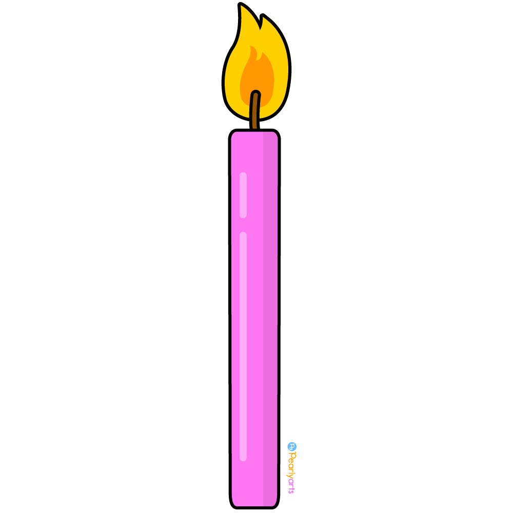 FREE Pink Candle Clipart with outline WM | Pearly Arts