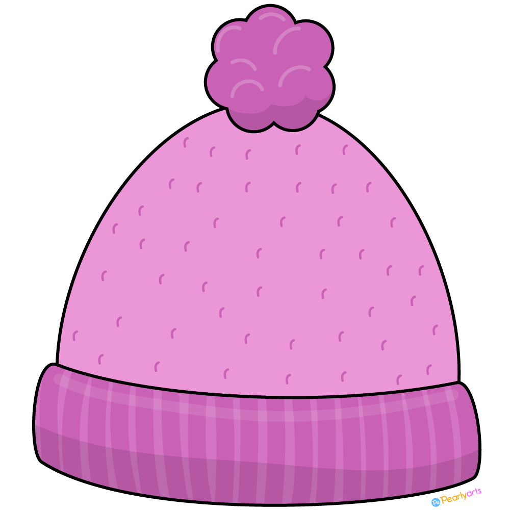 FREE Pink Winter Hat Clipart with outline FB | Pearly Arts