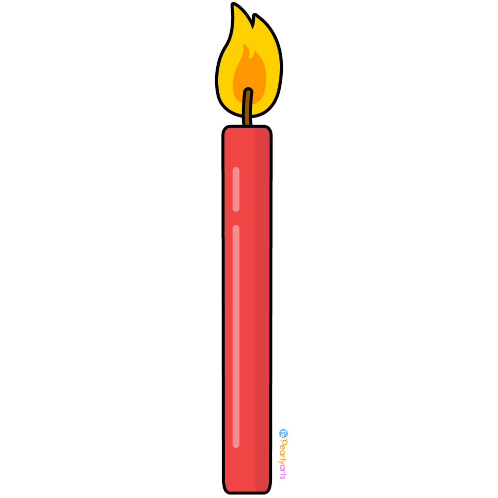 FREE Red Candle Clipart with outline WM | Pearly Arts