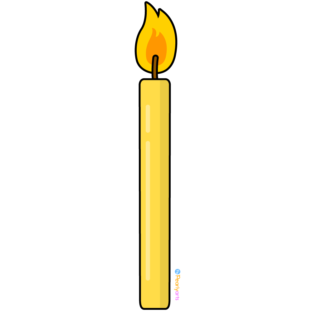FREE Yellow Candle Clipart with outline WM | Pearly Arts