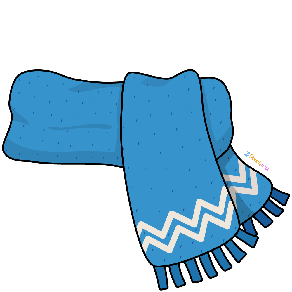 FREE Blue Scarf Clipart with outline WM | Pearly Arts