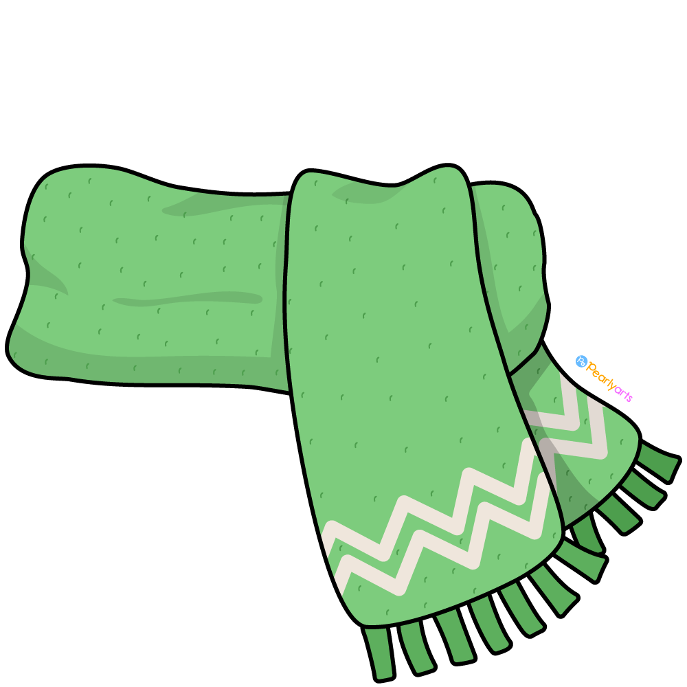 FREE Green Scarf Clipart with outline WM | Pearly Arts