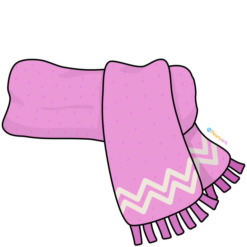FREE Pink Scarf Clipart with outline WM | Pearly Arts