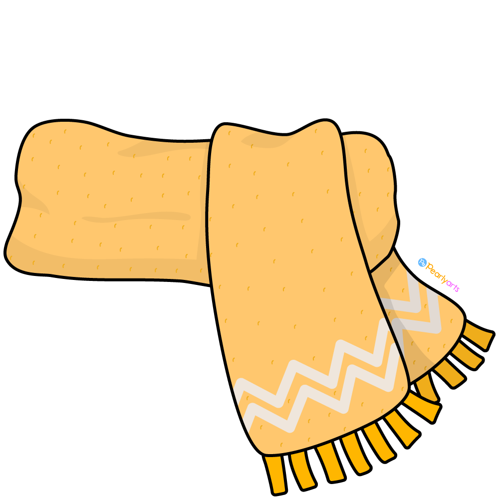 FREE Yellow Scarf Clipart with outline WM | Pearly Arts