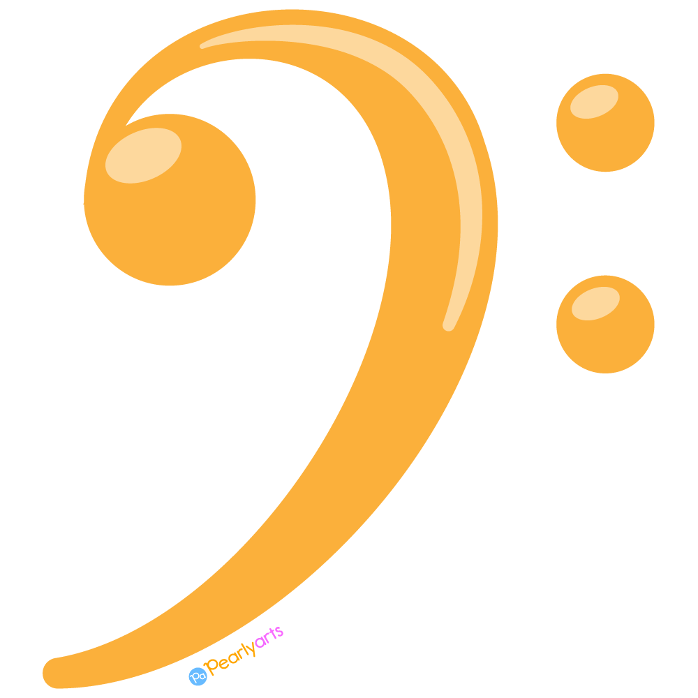 FREE Cute Bass Clef Clipart WM | Pearly Arts