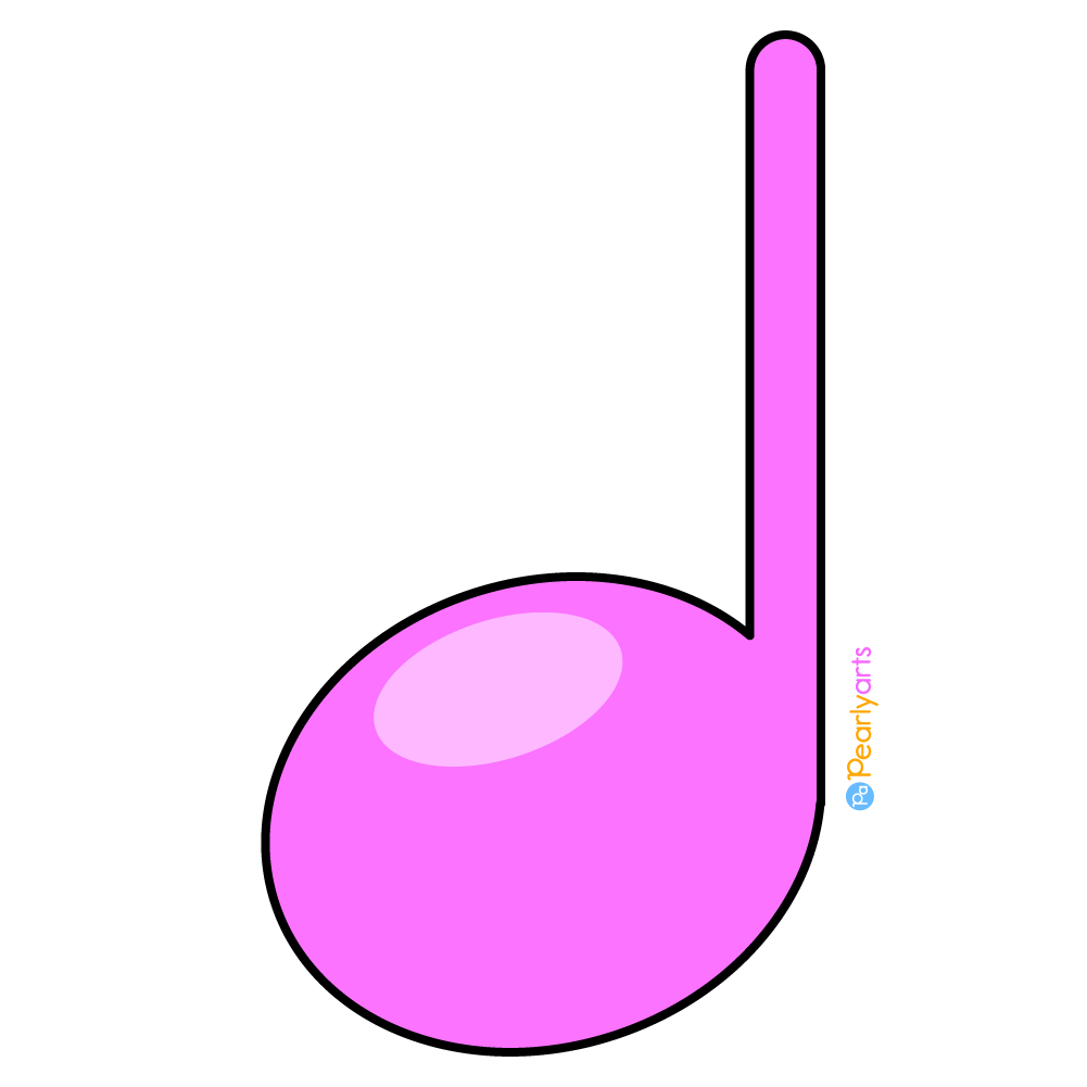 FREE Cute Quarter Note Clipart with outline WM | Pearly Arts