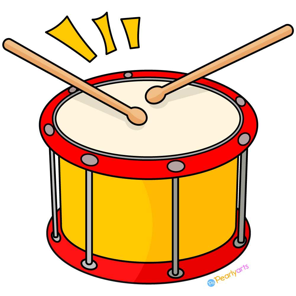 FREE Drum Clipart with outline WM | Pearly Arts