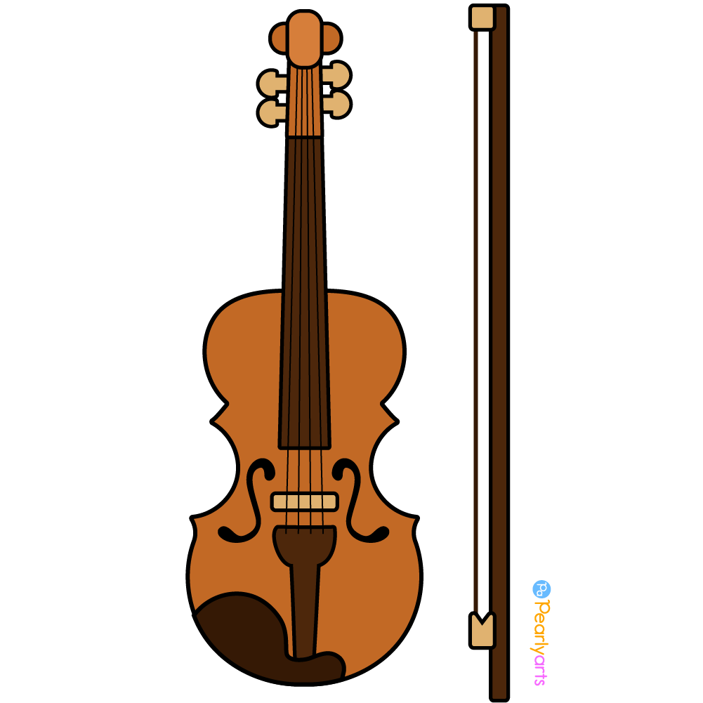 FREE Violin Clipart with outline WM | Pearly Arts