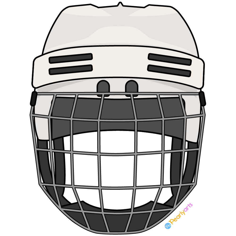 Hockey Helmet Clipart with outline WM | Pearly Arts