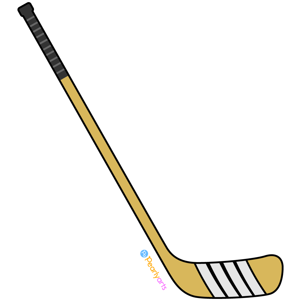 Hockey Stick Clipart with outline WM | Pearly Arts