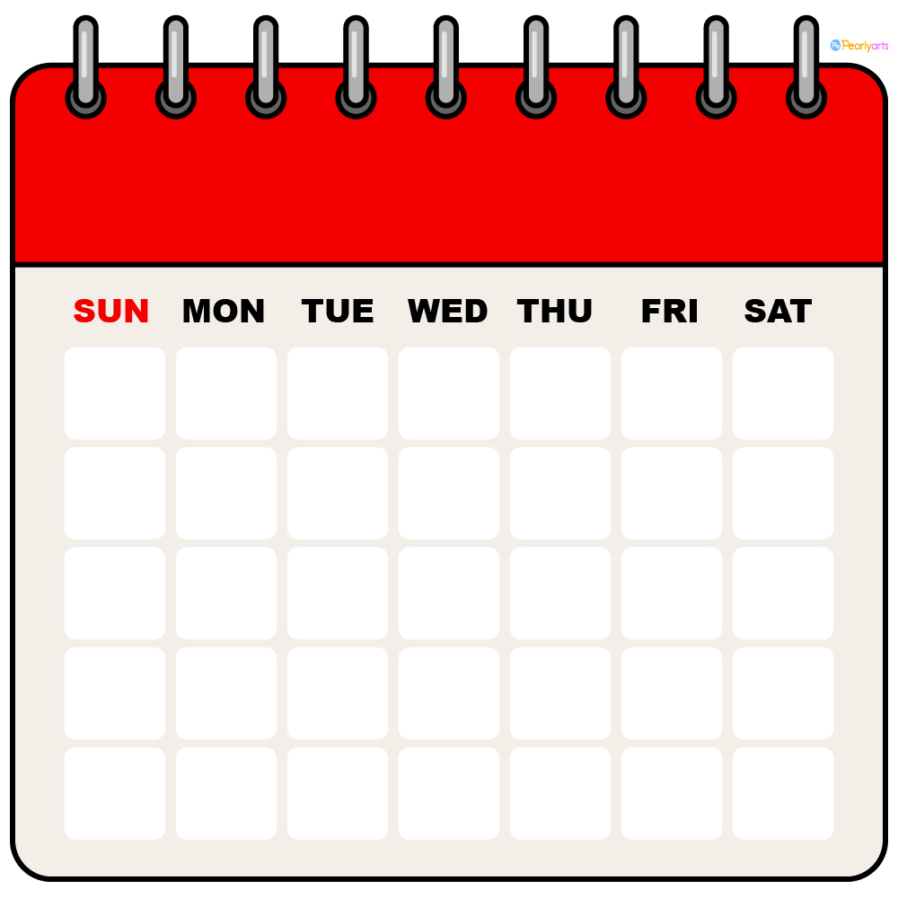 FREE Calendar Clipart with outline WM | Pearly Arts