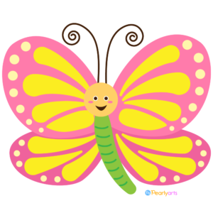FREE Cute Pink Butterfly Clipart WM | Pearly Arts
