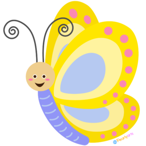 FREE Cute Yellow Butterfly Clipart WM | Pearly Arts