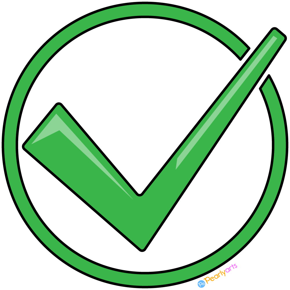 FREE Green Check Mark in Circle Clipart with outline WM | Pearly Arts