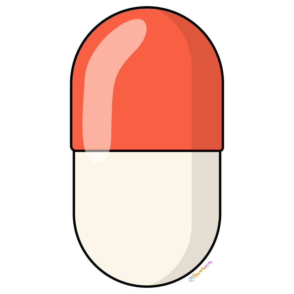 FREE Red Capsule Pill Clipart with outline WM | Pearly Arts