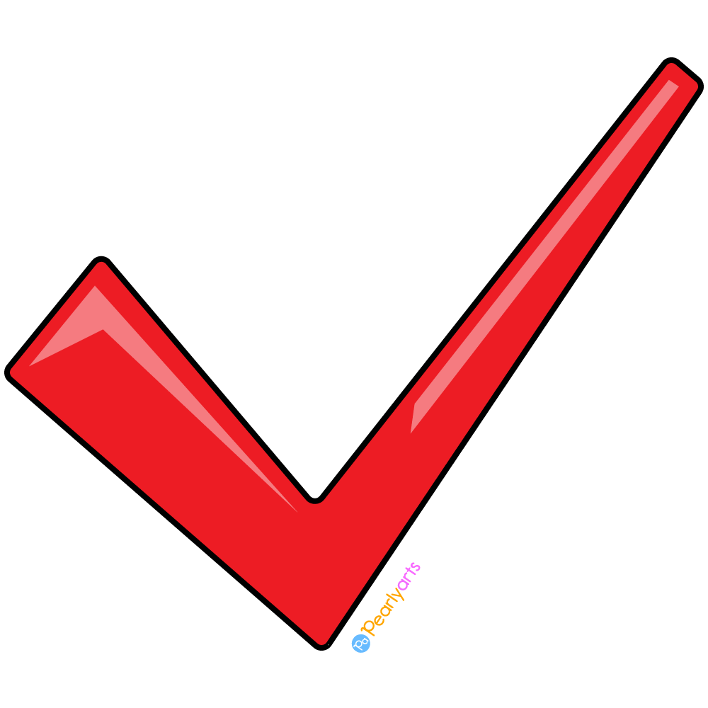 FREE Red Check Mark Clipart with outline WM | Pearly Arts