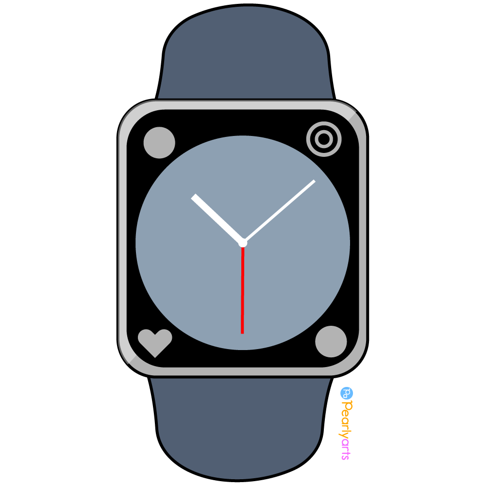 FREE Smart Watch Clipart with outline WM | Pearly Arts