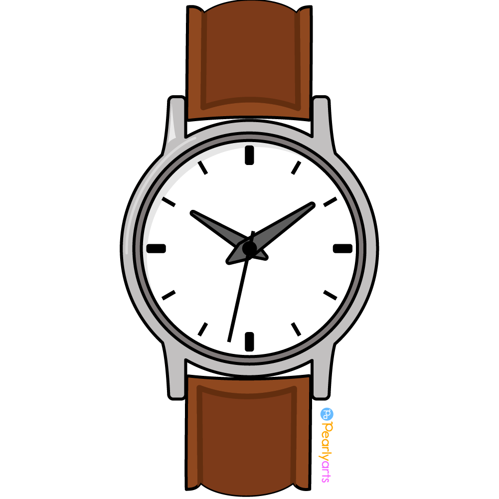FREE Watch Clipart with outline WM | Pearly Arts