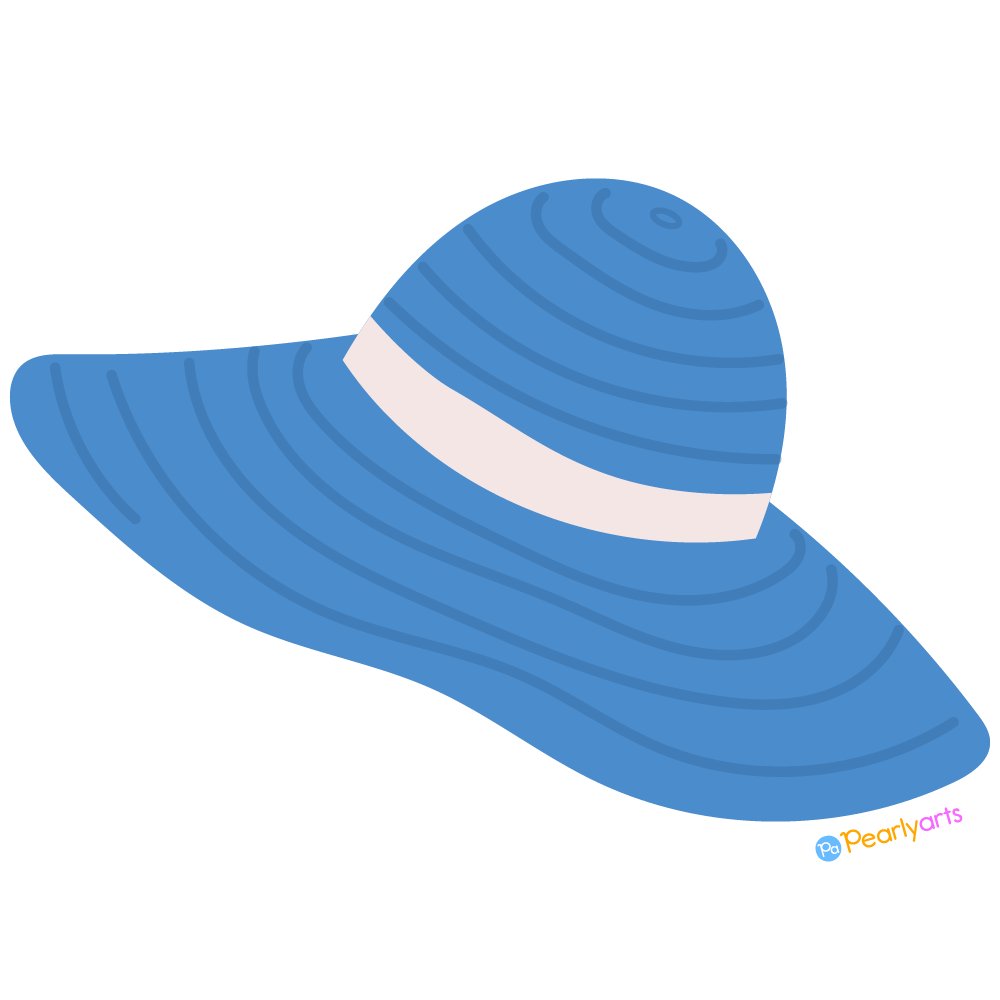 FREE Blue Summer Hat Clipart WM | Pearly Arts