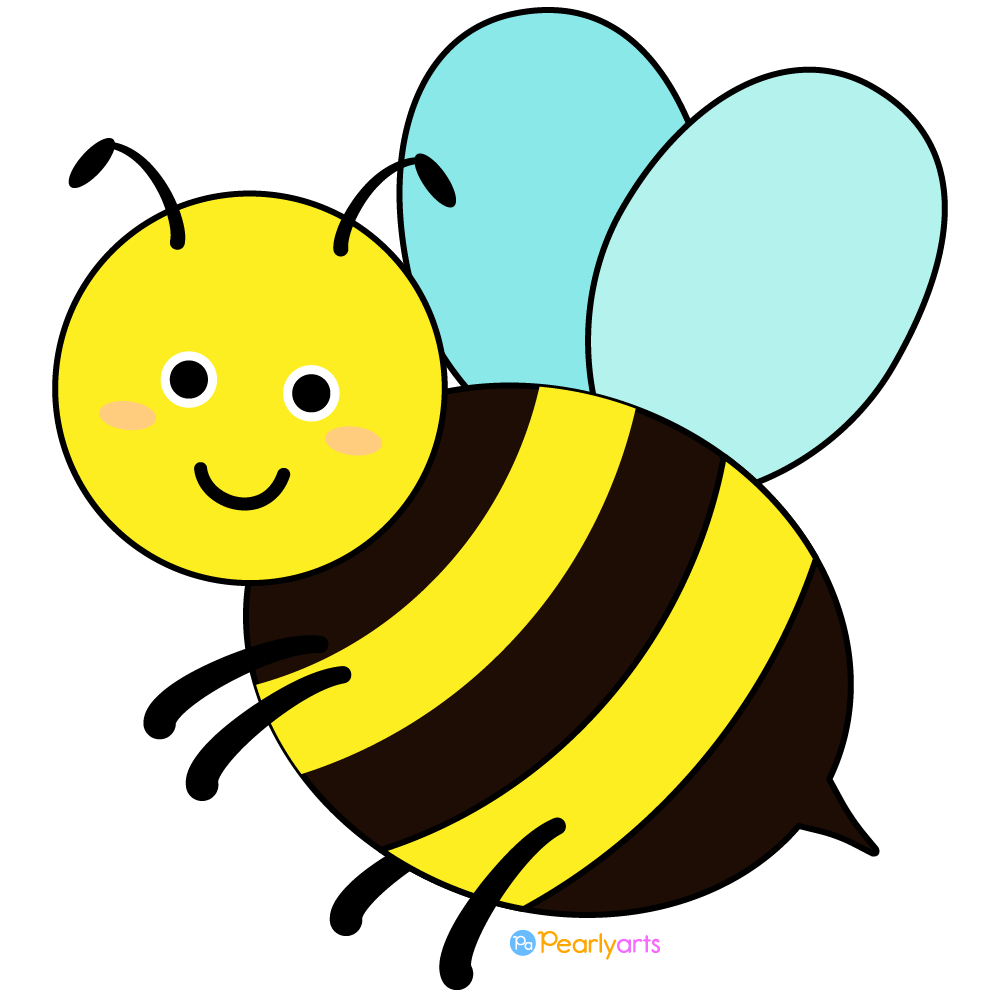 FREE Cute Bee Clipart with outline WM | Pearly Arts