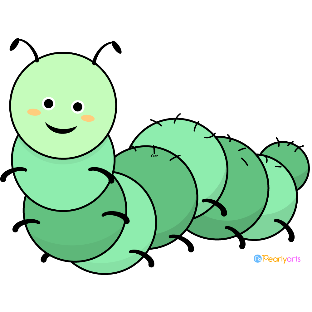 FREE Cute Caterpillar Clipart with outline WM | Pearly Arts