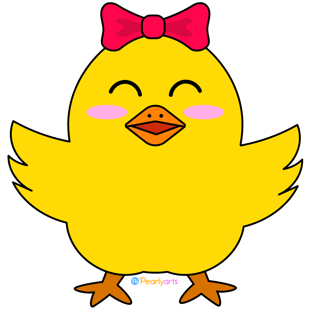 FREE Cute Girl Chick Clipart with outline WM | Pearly Arts