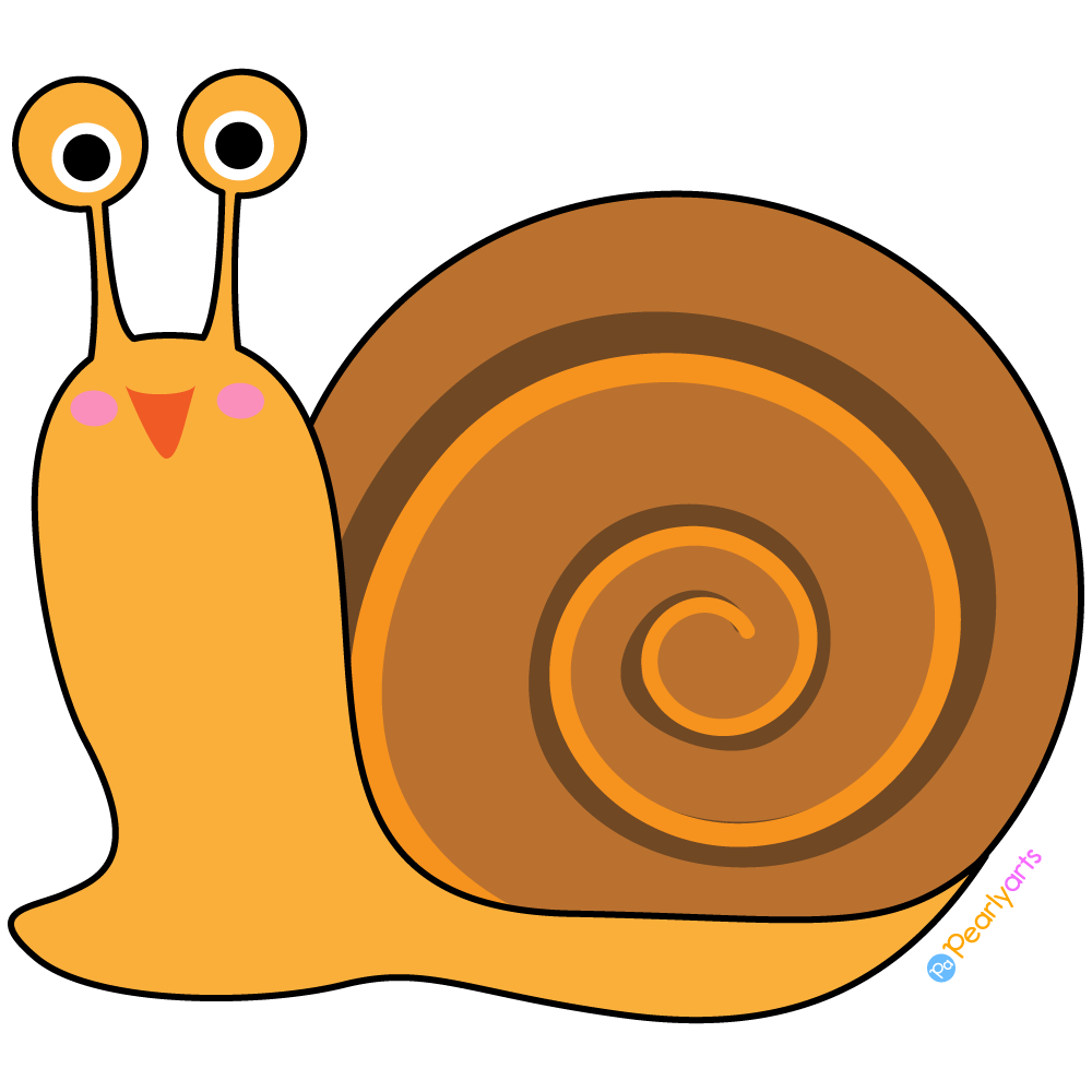 FREE Cute Snail Clipart with outline WM | Pearly Arts