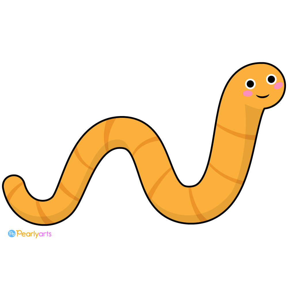 FREE Cute Worm Clipart with outline WM | Pearly Arts