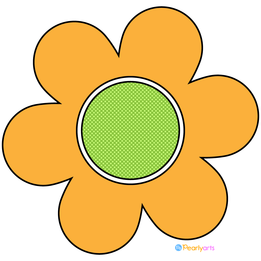 FREE Orange Flower Clipart with outline WM | Pearly Arts