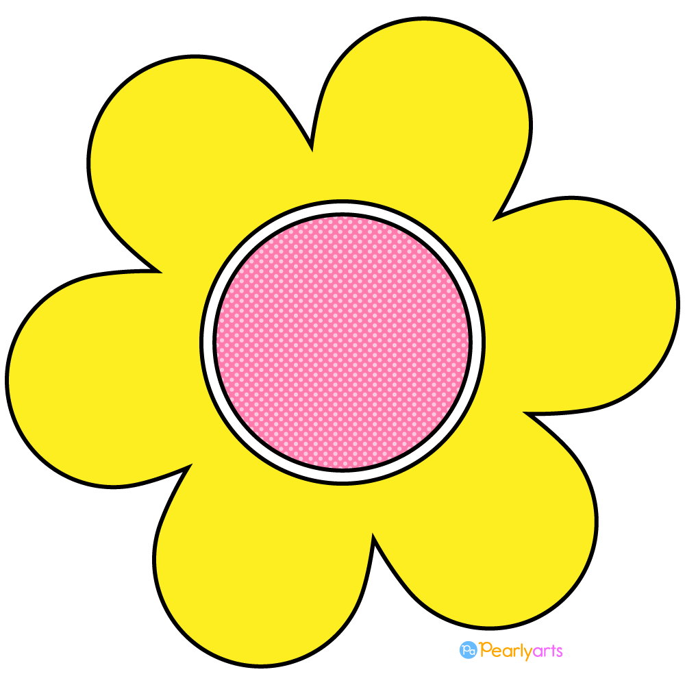 FREE Yellow Flower Clipart with outline WM | Pearly Arts