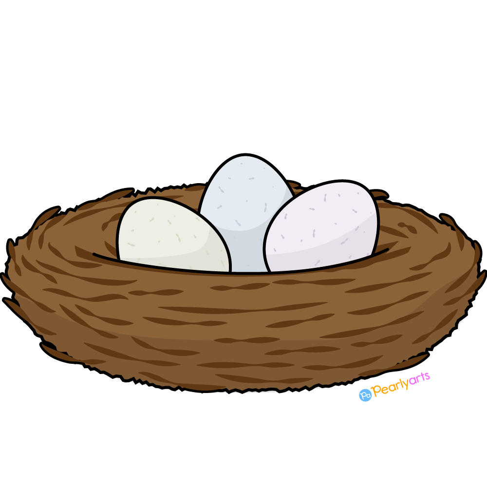 Bird Nest Clipart with outline WM | Pearly Arts