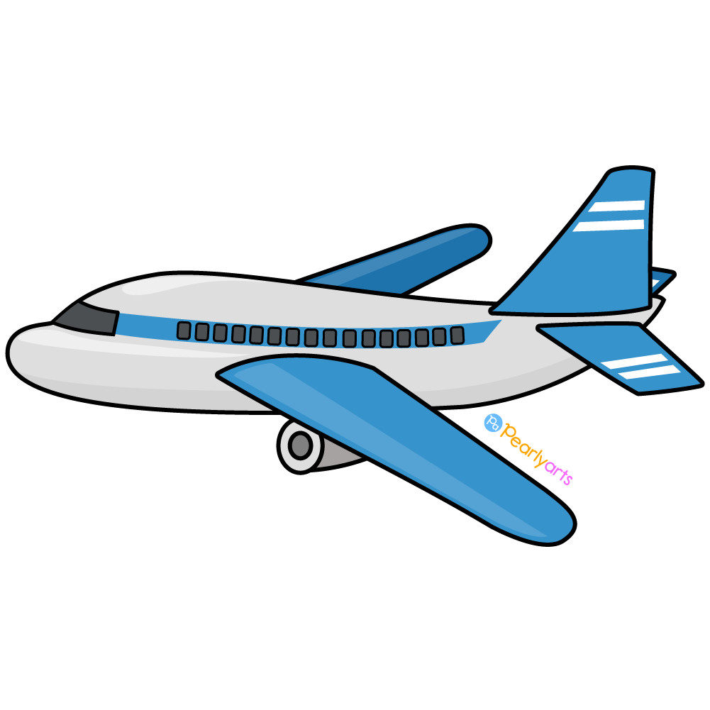 FREE Airplane Clipart with outline WM | Pearly Arts