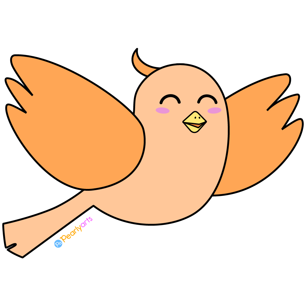 FREE Cute Orange Bird Clipart with outline WM | Pearly Arts