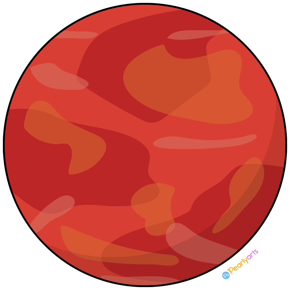 FREE Planet Mars Clipart with outline WM | Pearly Arts