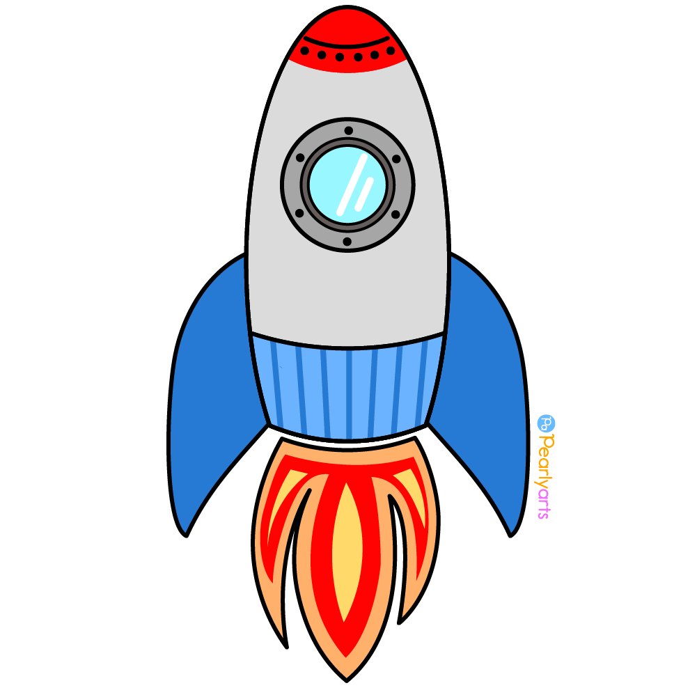 FREE Rocket Clipart with outline WM | Pearly Arts