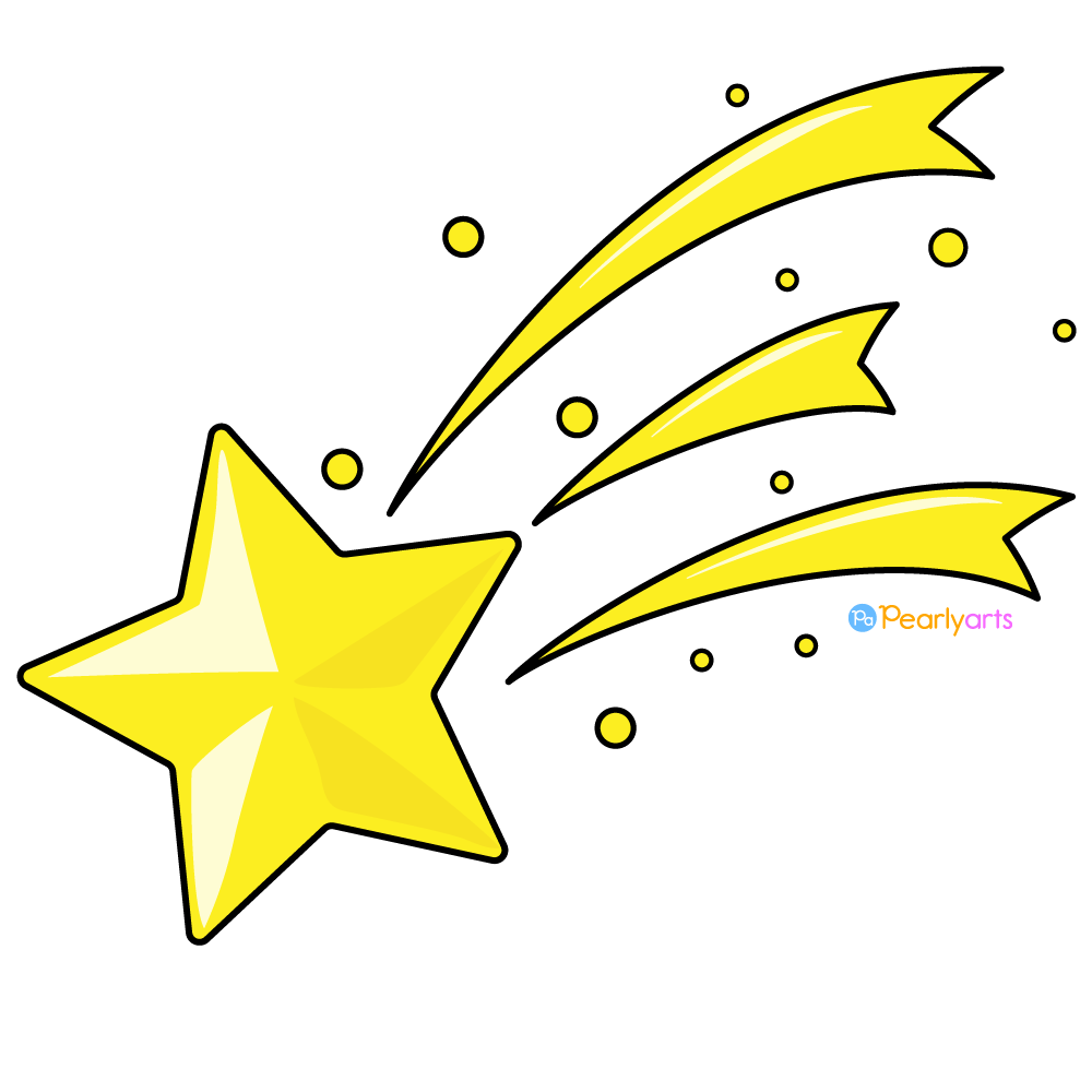 FREE Shooting Star Clipart with outline WM | Pearly Arts