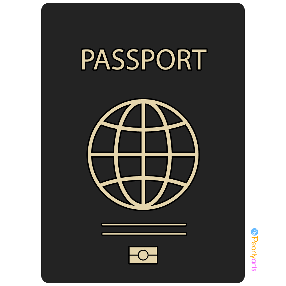 FREE Black Passport Clipart with outline WM | Pearly Arts