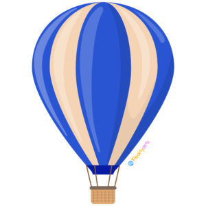 FREE Blue Hot Air Balloon Clipart WM | Pearly Arts