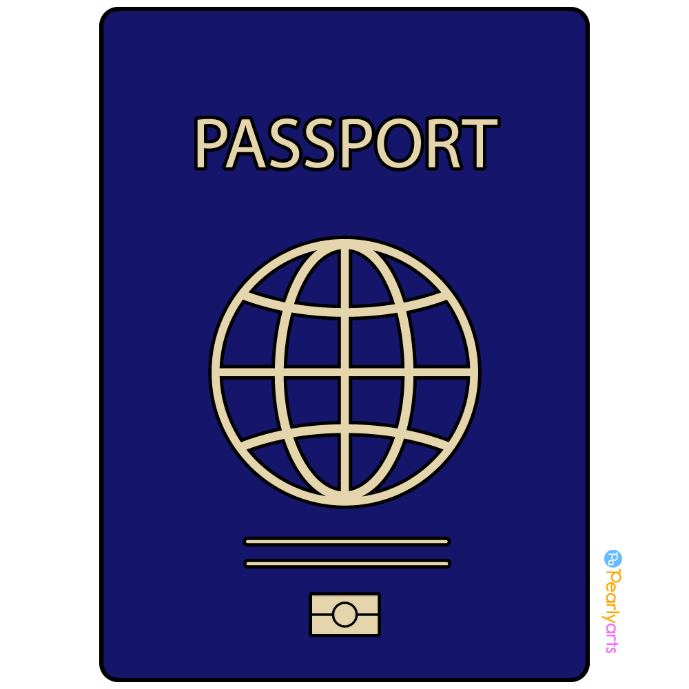 FREE Blue Passport Clipart with outline WM | Pearly Arts